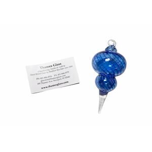 Thames Glass Hand Blown Blue Glass Ornament Icicle Newport RI Art